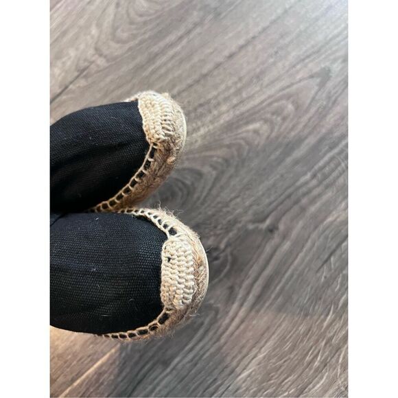 Cousu Main Kids  Flat Slip On Canvas Espadrilles Black - Picture 3 of 5